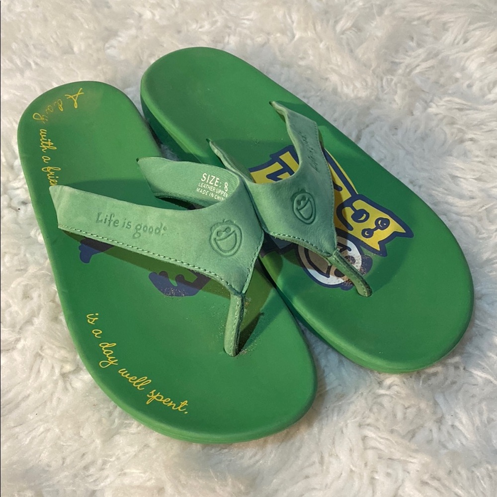Life is Good Green Flip Flops
